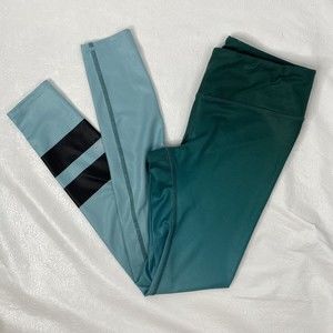 ALO Yoga Two-Tone Teal and Black Leggings